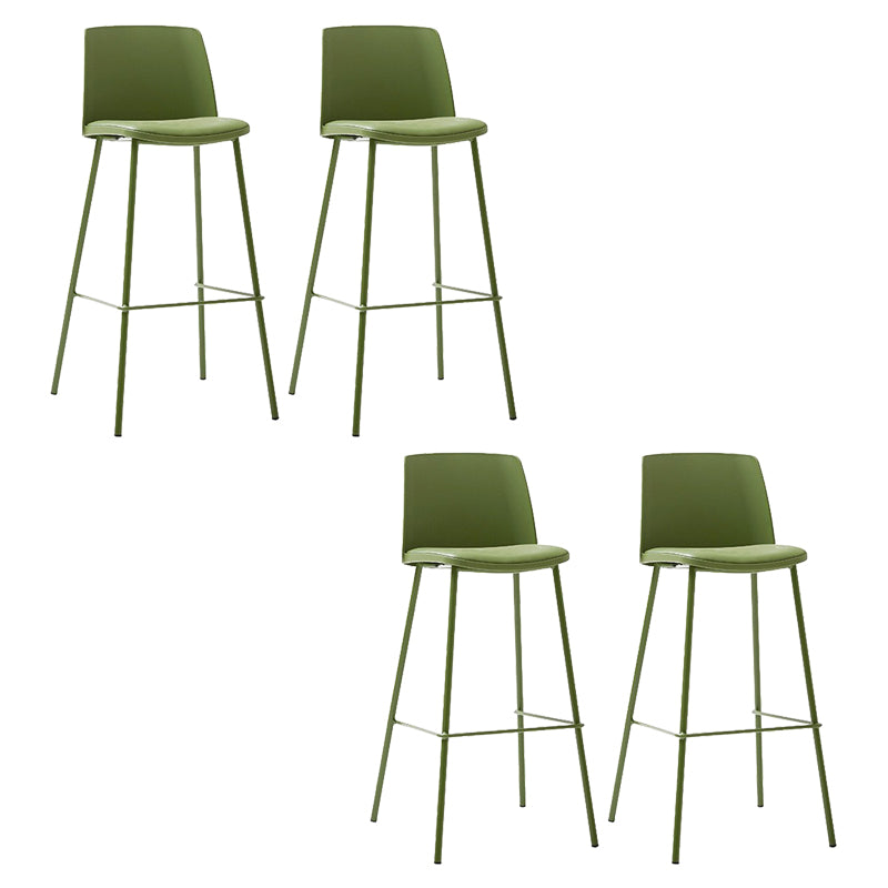 Contemporary Upholstered Low Back Plastic Bar Stools with Metal Base