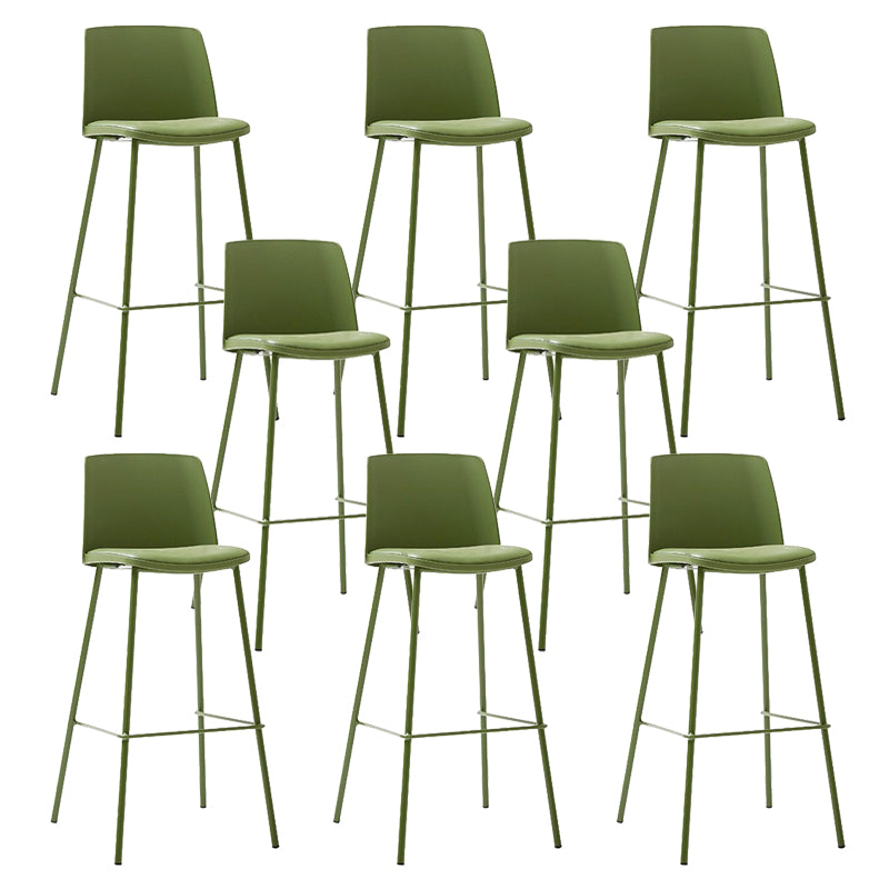 Contemporary Upholstered Low Back Plastic Bar Stools with Metal Base