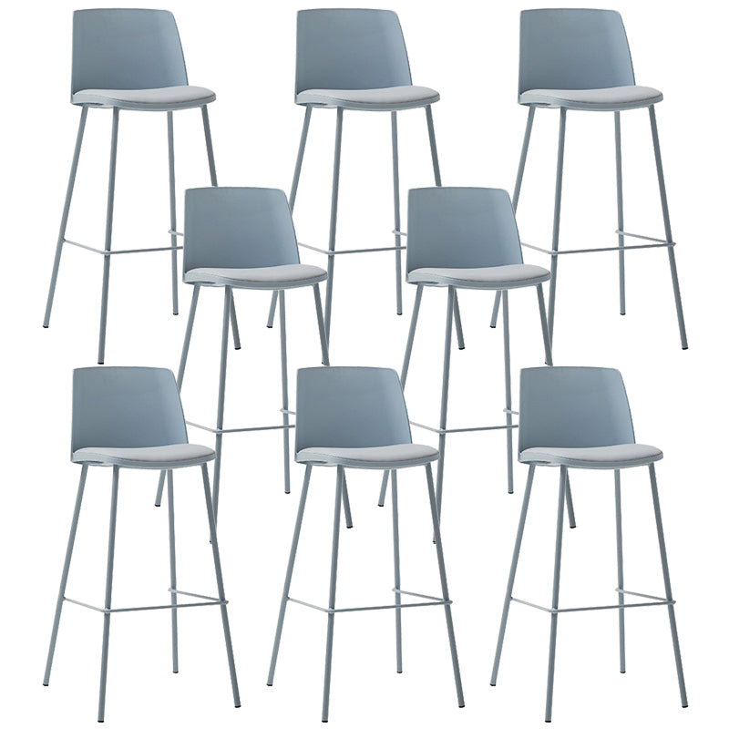 Contemporary Upholstered Low Back Plastic Bar Stools with Metal Base