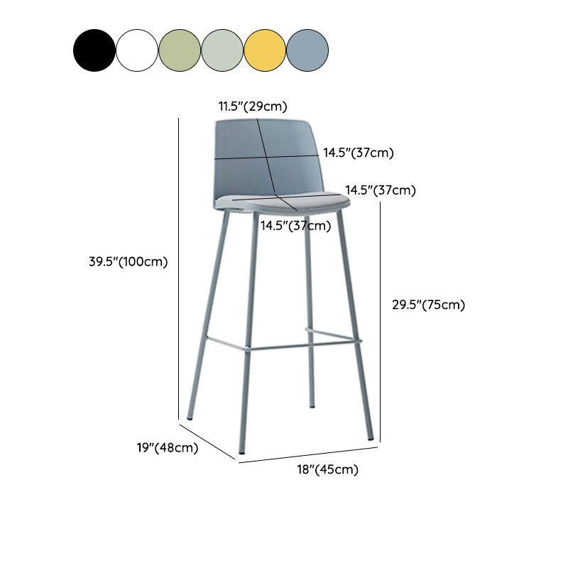 Contemporary Upholstered Low Back Plastic Bar Stools with Metal Base