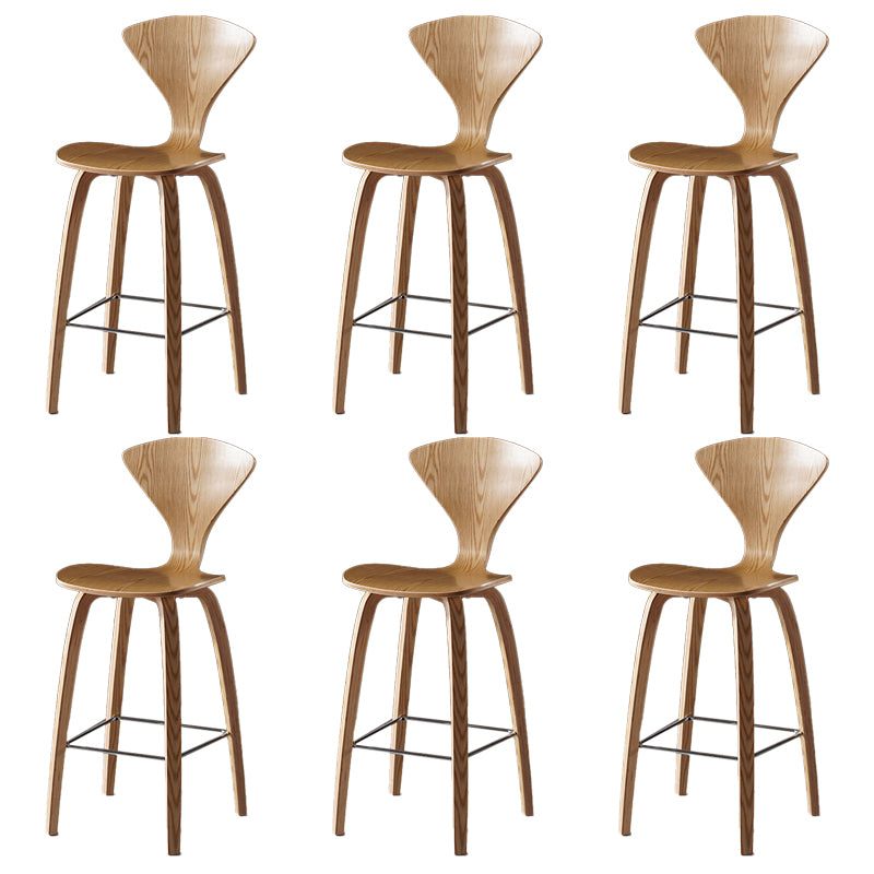 Contemporary Solid Wood Backrest Counter High Stool with 4 Legs