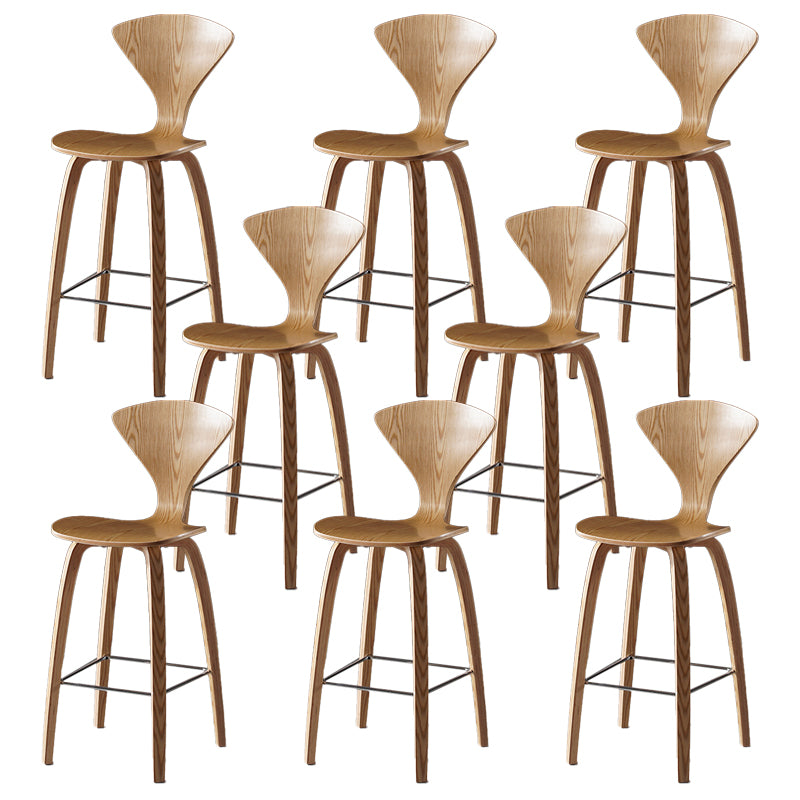 Contemporary Solid Wood Backrest Counter High Stool with 4 Legs