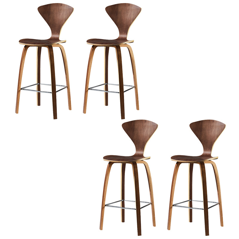 Contemporary Solid Wood Backrest Counter High Stool with 4 Legs