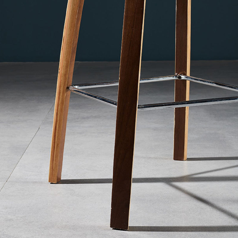 Contemporary Solid Wood Backrest Counter High Stool with 4 Legs