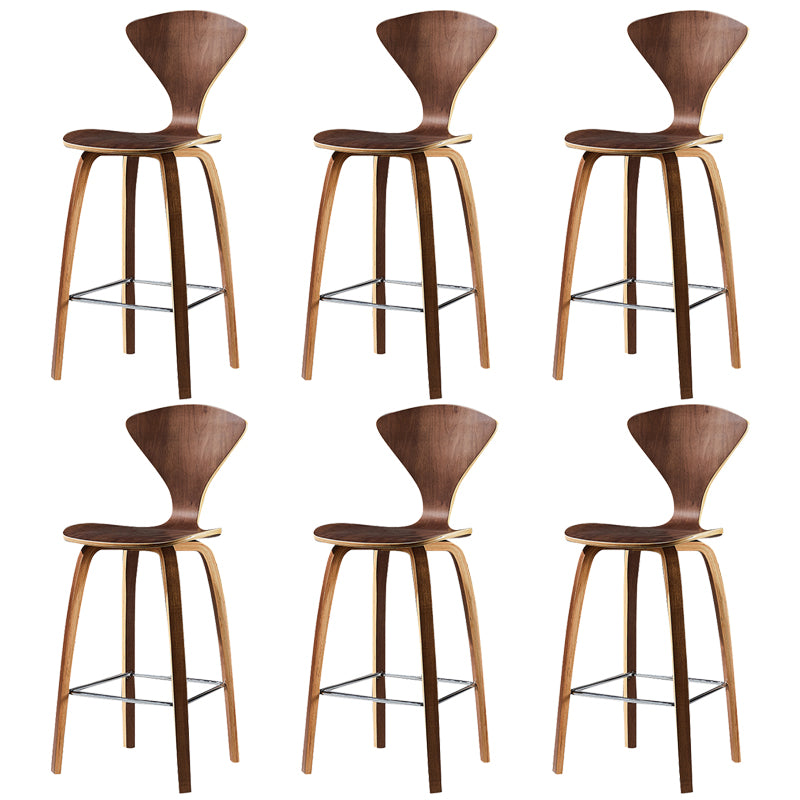Contemporary Solid Wood Backrest Counter High Stool with 4 Legs