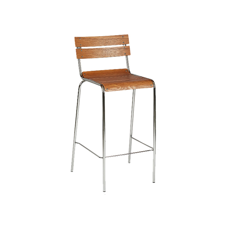 Contemporary Low Back Armless Bar Stools with Silver Metal Base