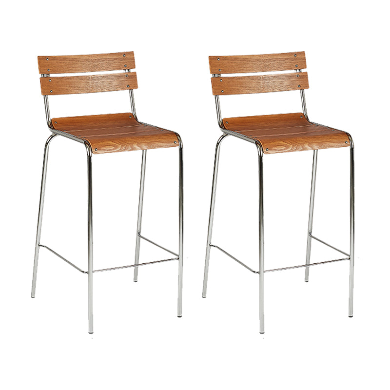 Contemporary Low Back Armless Bar Stools with Silver Metal Base