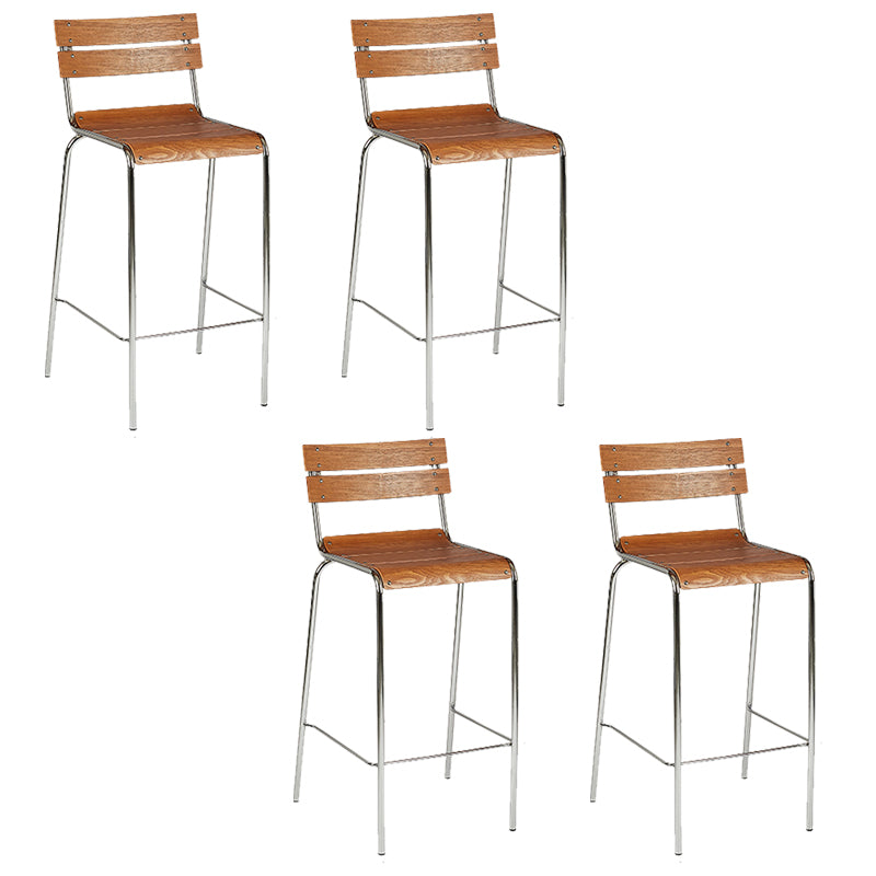Contemporary Low Back Armless Bar Stools with Silver Metal Base