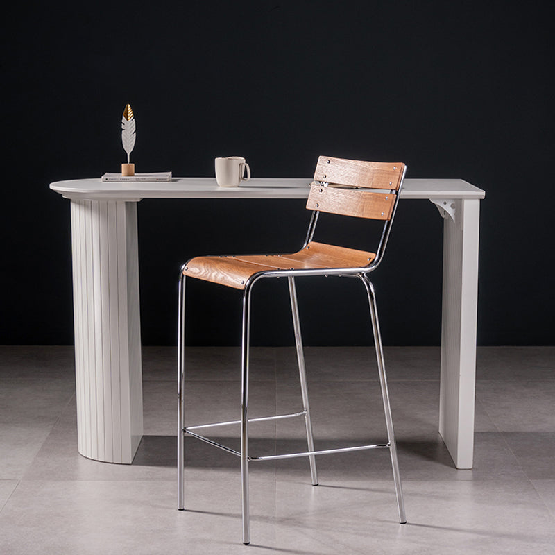 Contemporary Low Back Armless Bar Stools with Silver Metal Base
