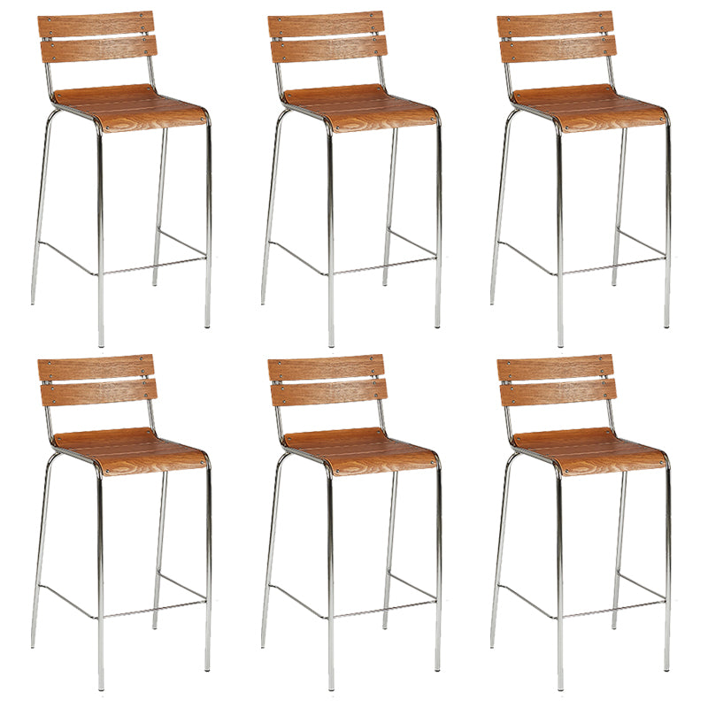 Contemporary Low Back Armless Bar Stools with Silver Metal Base