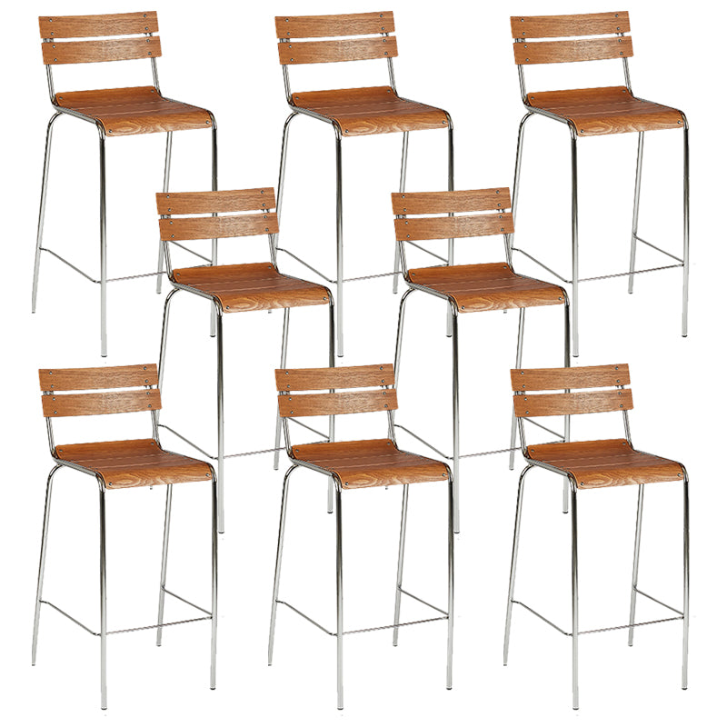 Contemporary Low Back Armless Bar Stools with Silver Metal Base