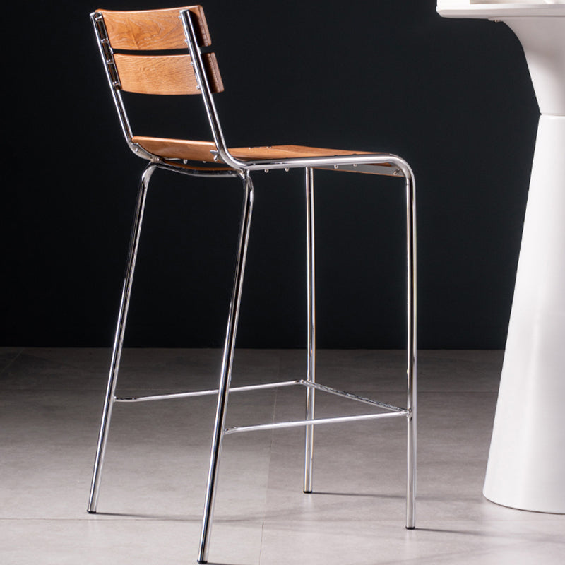 Contemporary Low Back Armless Bar Stools with Silver Metal Base