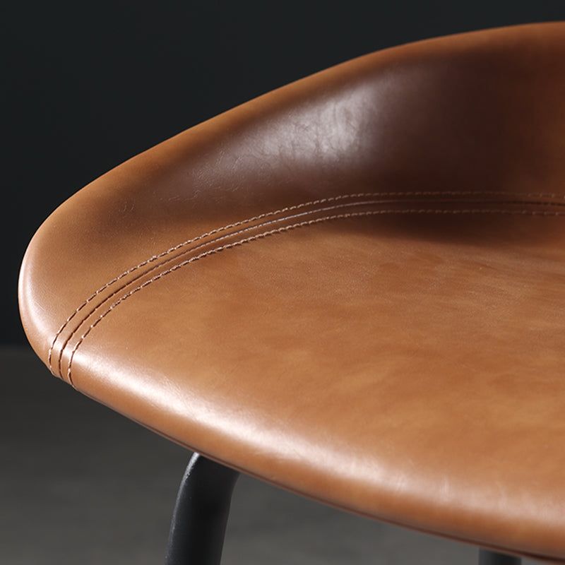 Contemporary Faux Leather Low Back Bucket Bar Stools with Metal Base
