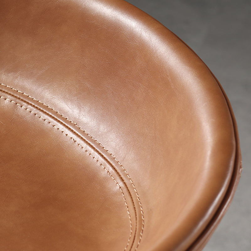 Contemporary Faux Leather Low Back Bucket Bar Stools with Metal Base