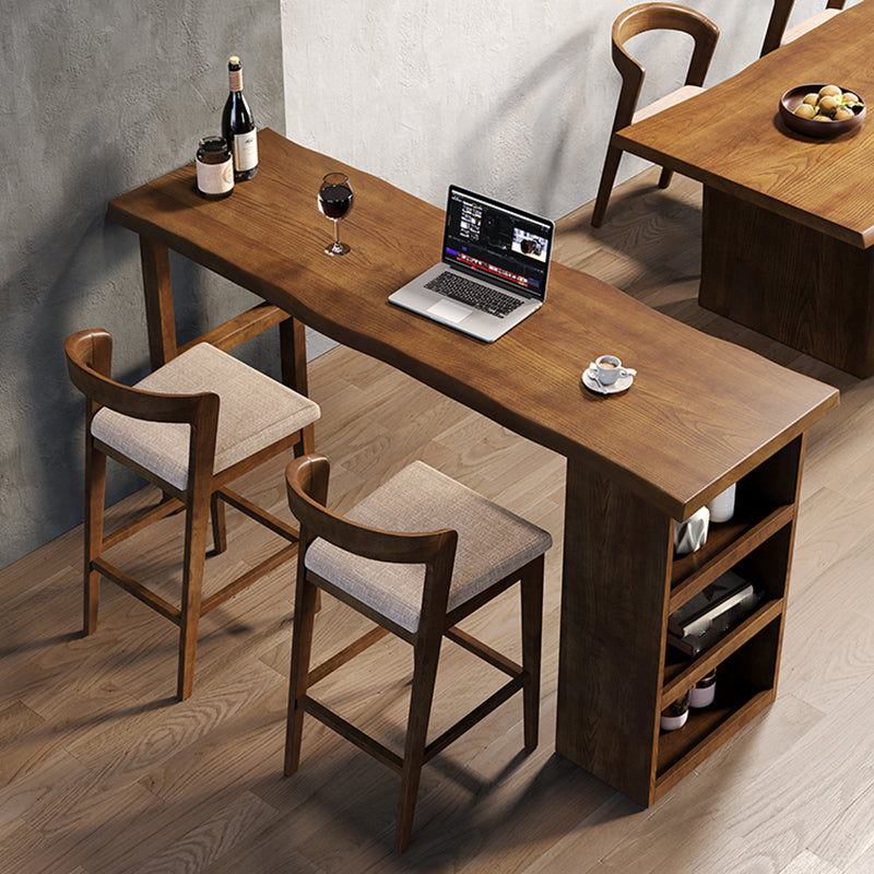 3 Pieces Counter Height Pub Set in Brown, Contemporary Solid Wood