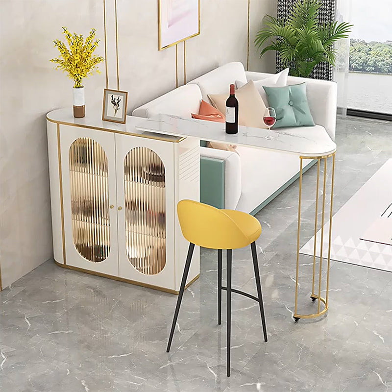 1/2 Pieces Counter Height Pub Set in Gold and White, Oval for Living Room