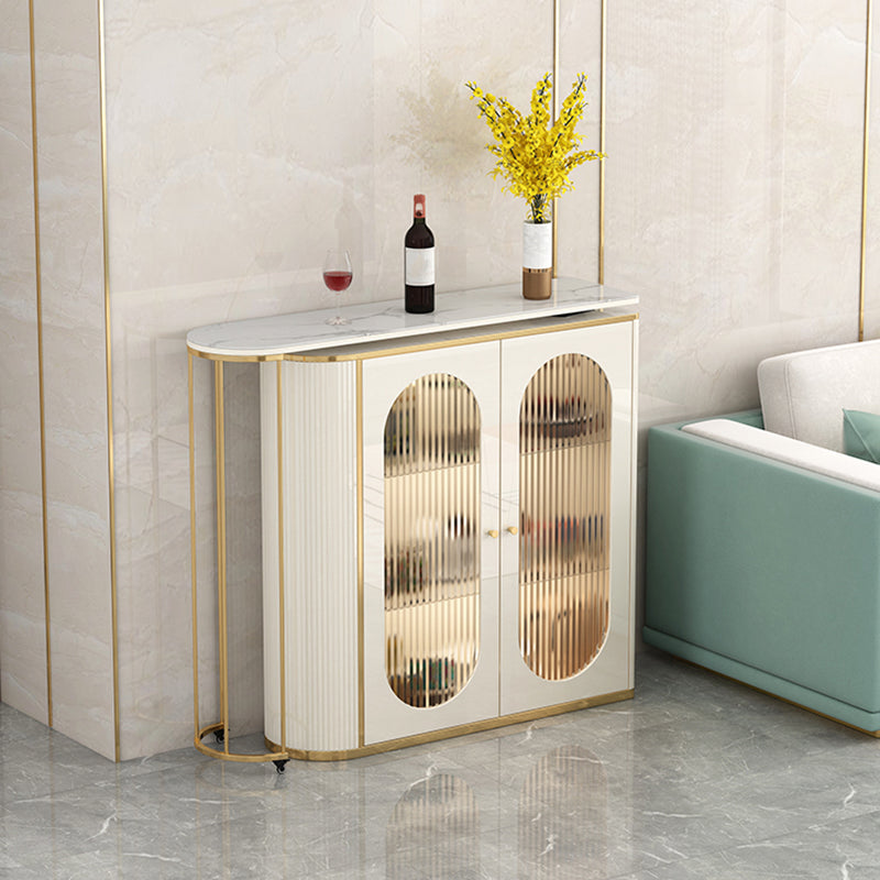 1/2 Pieces Counter Height Pub Set in Gold and White, Oval for Living Room