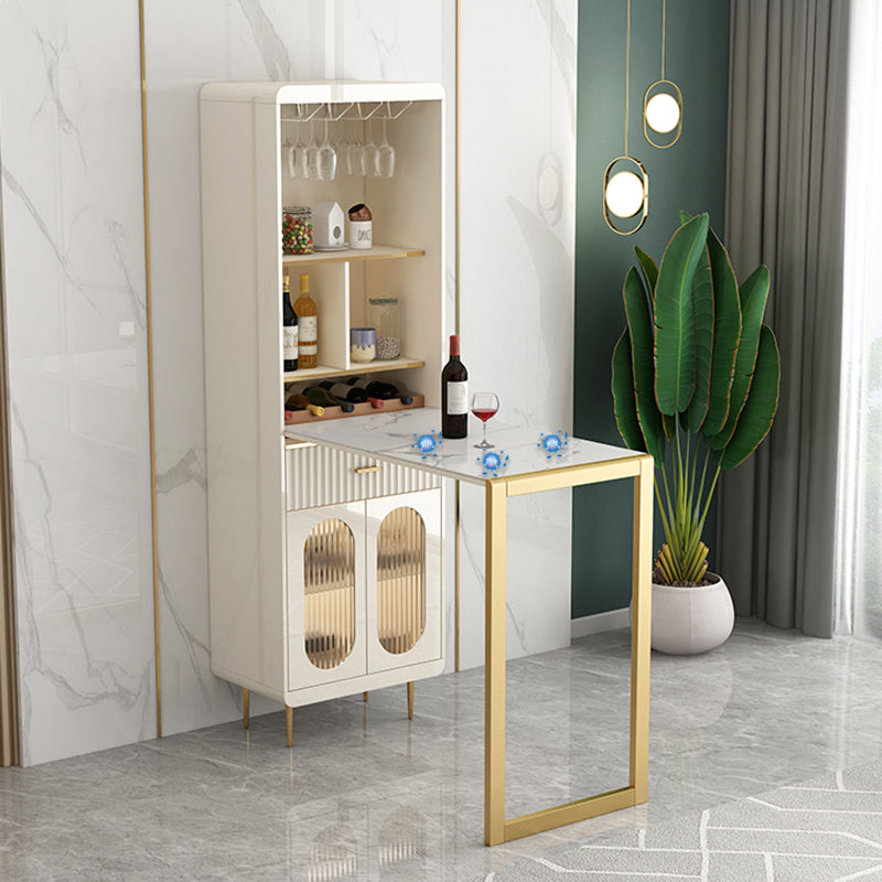 1/2 Pieces Counter Height Pub Set in White and Gold, Rectangular and Modern