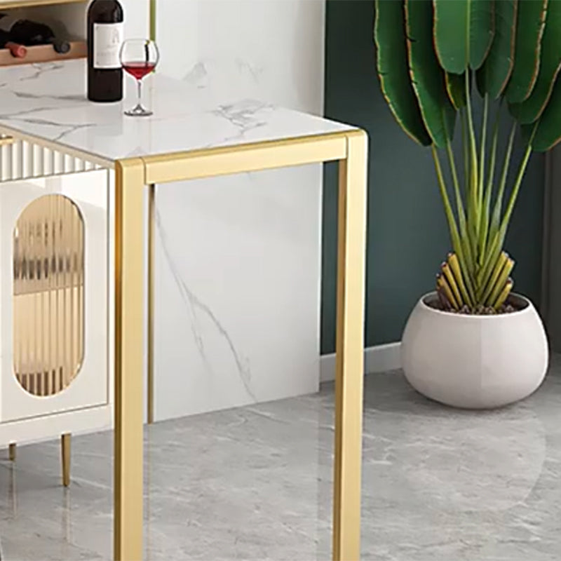 1/2 Pieces Counter Height Pub Set in White and Gold, Rectangular and Modern