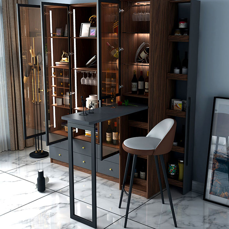 1/2/3 Pieces Counter Height Pub Set in Brown and Black, Modern