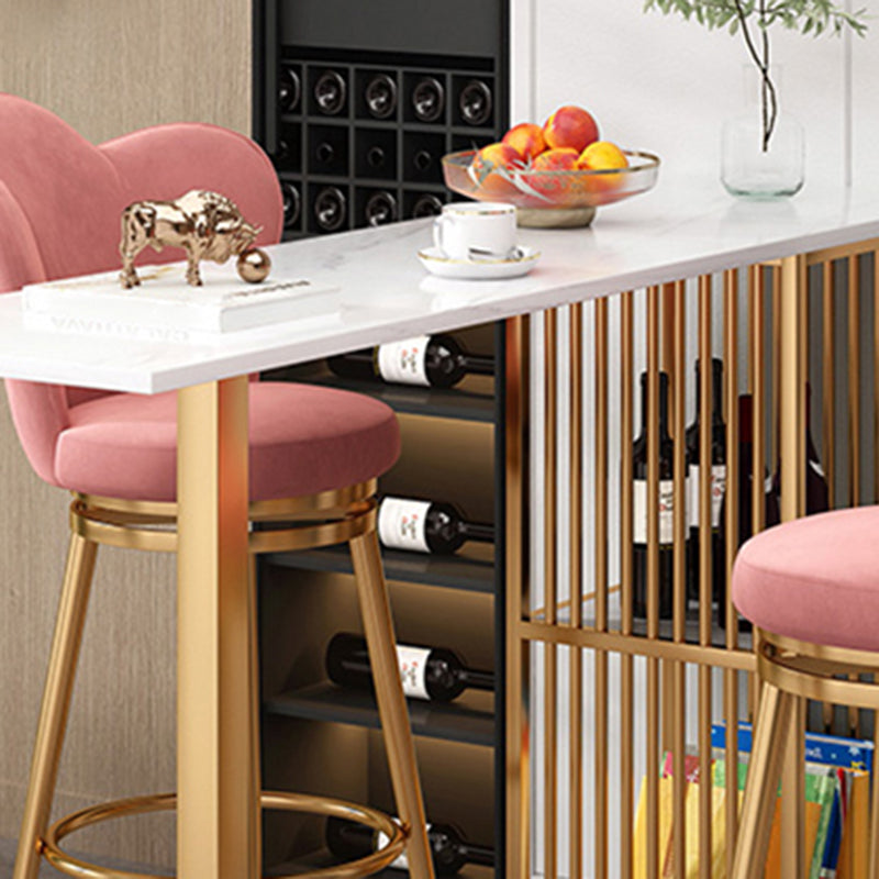 Glam Bar Dining Table White Rectangle Living Room Counter Table