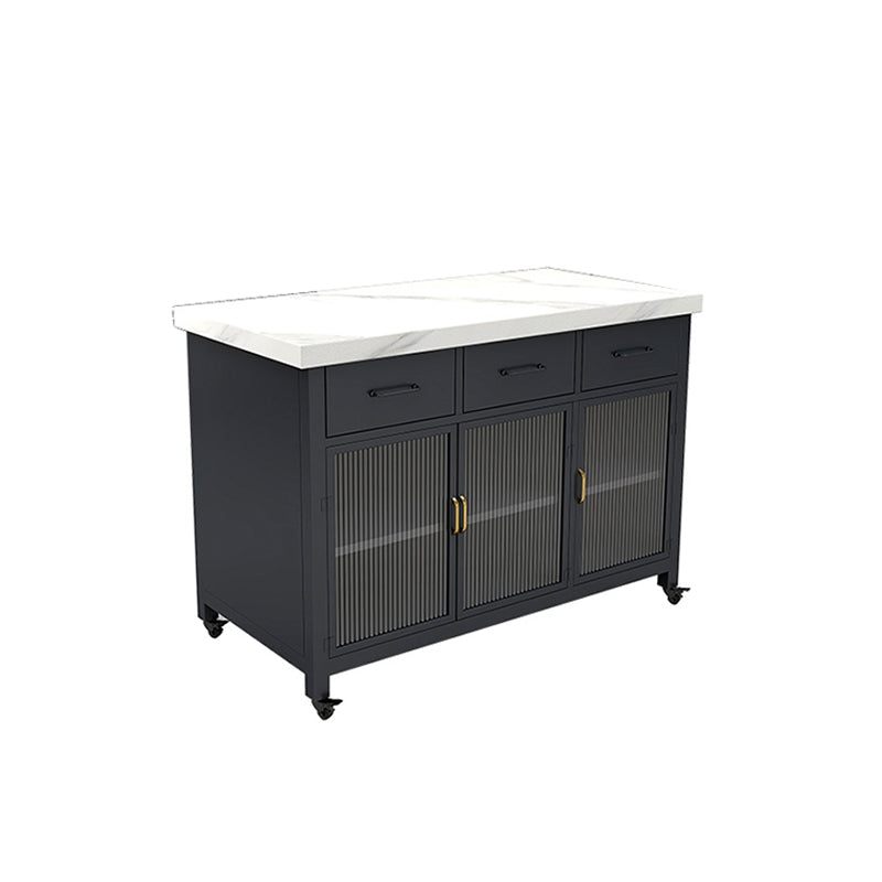 Faux Marble Contemporary Kitchen Island Cart for Dining Room
