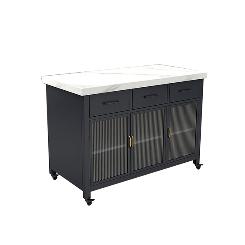Faux Marble Contemporary Kitchen Island Cart for Dining Room
