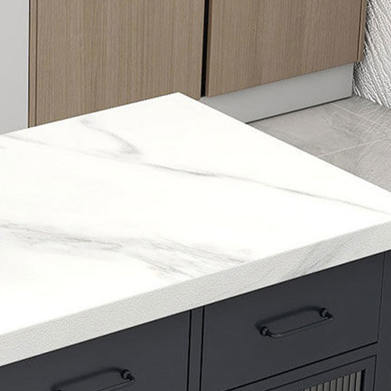 Faux Marble Contemporary Kitchen Island Cart for Dining Room