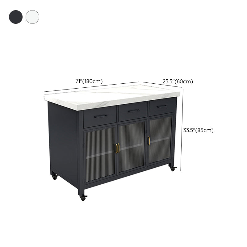 Faux Marble Contemporary Kitchen Island Cart for Dining Room