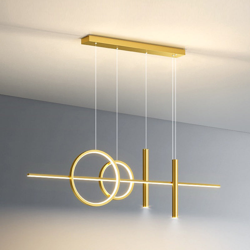 Unique Shape Hanging Lamp Metal Island Chandelier Lights for Dining Room