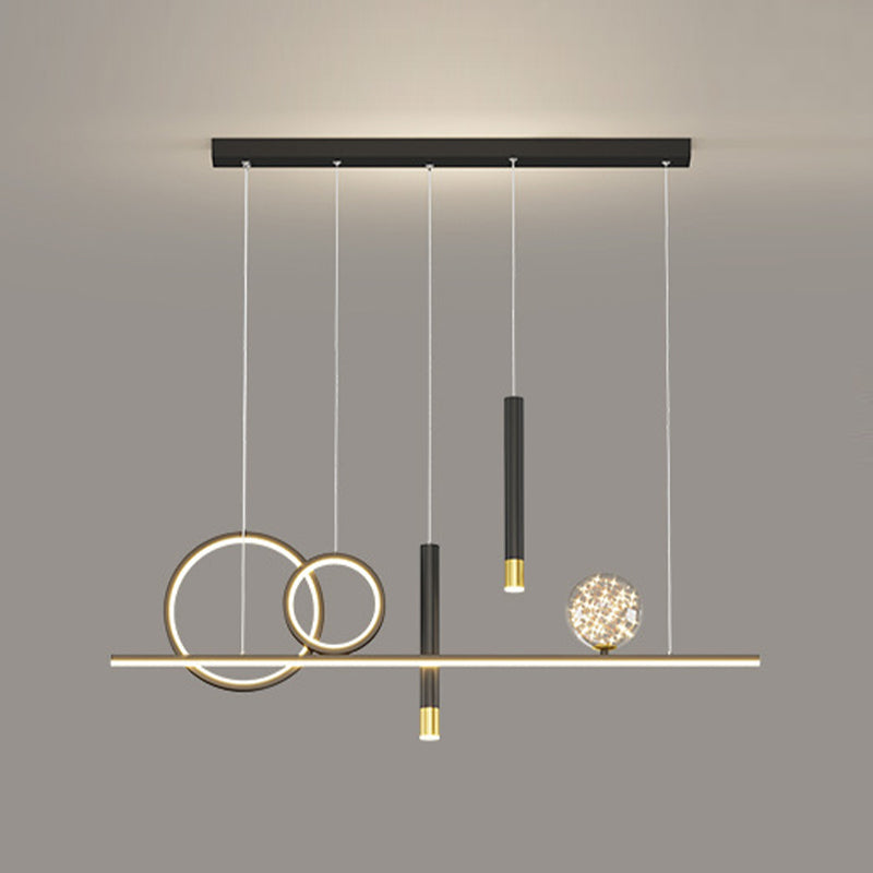 Black/White/Grey Kitchen Island Lighting 6-Light Modern LED Island Pendant Lighting