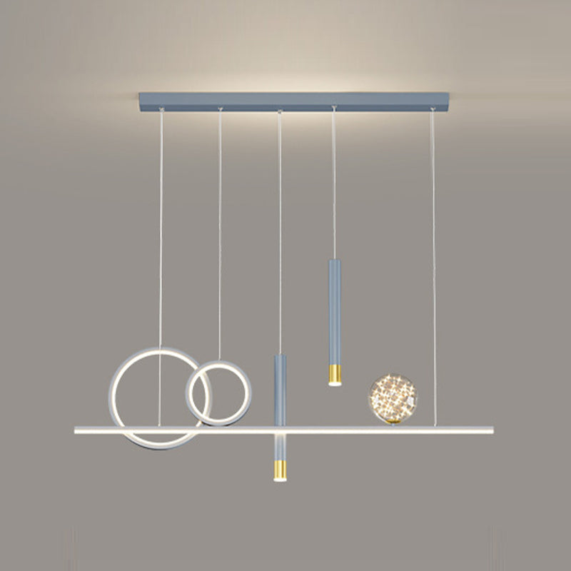 Black/White/Grey Kitchen Island Lighting 6-Light Modern LED Island Pendant Lighting