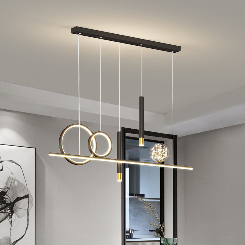 Black/White/Grey Kitchen Island Lighting 6-Light Modern LED Island Pendant Lighting