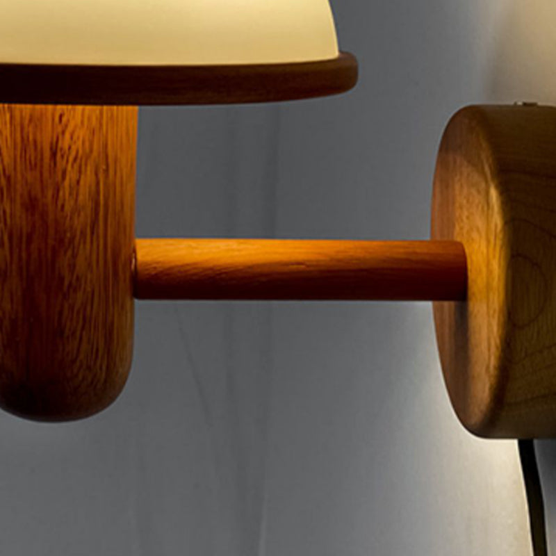 Modern Wooden Wall Lamp Glass Shade Wall Sconce Lighting for Bedroom