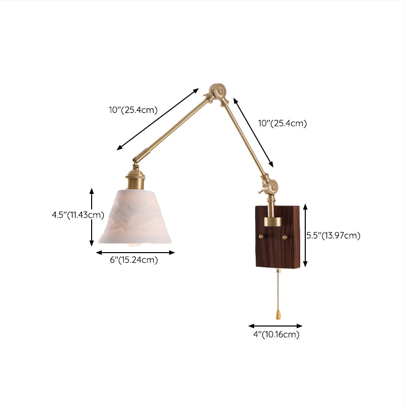 Modern Wall Light Sconce Wooden Wall Light Fixture with Adjustable Arm for Bedroom