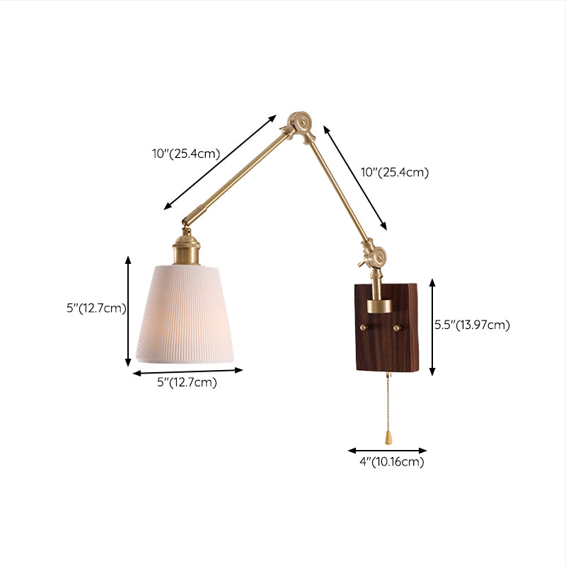 Modern Wall Light Sconce Wooden Wall Light Fixture with Adjustable Arm for Bedroom
