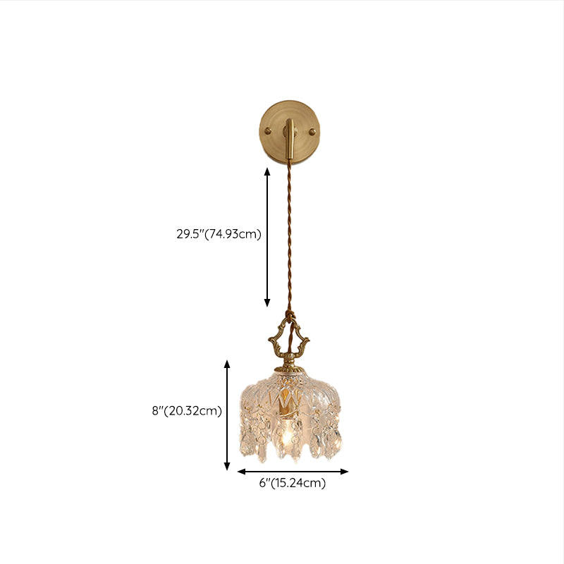 Modern Wall Light Sconce Glass Wall Light Fixture with Crystal for Bedroom