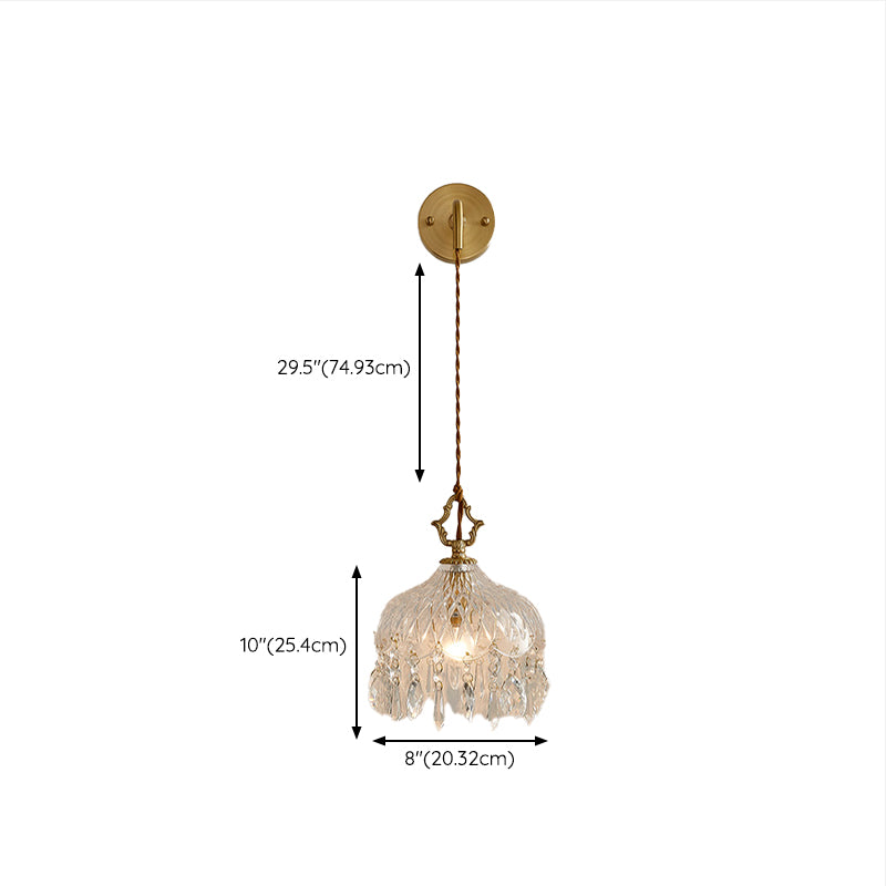 Modern Wall Light Sconce Glass Wall Light Fixture with Crystal for Bedroom