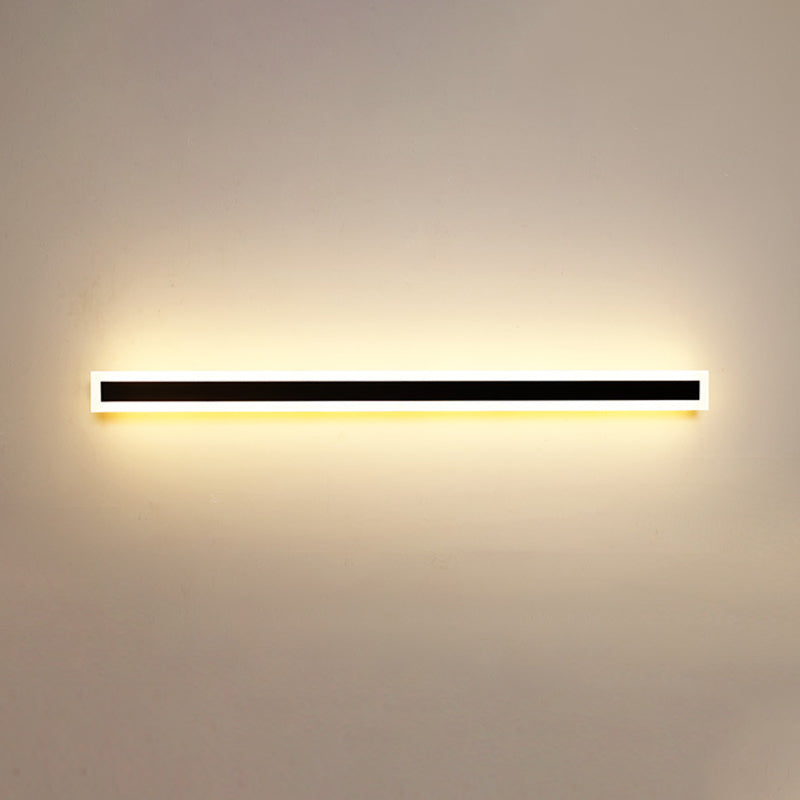 Linear Shape Metal Wall Light Modern Style 1 Light Wall Mount Lighting in Black