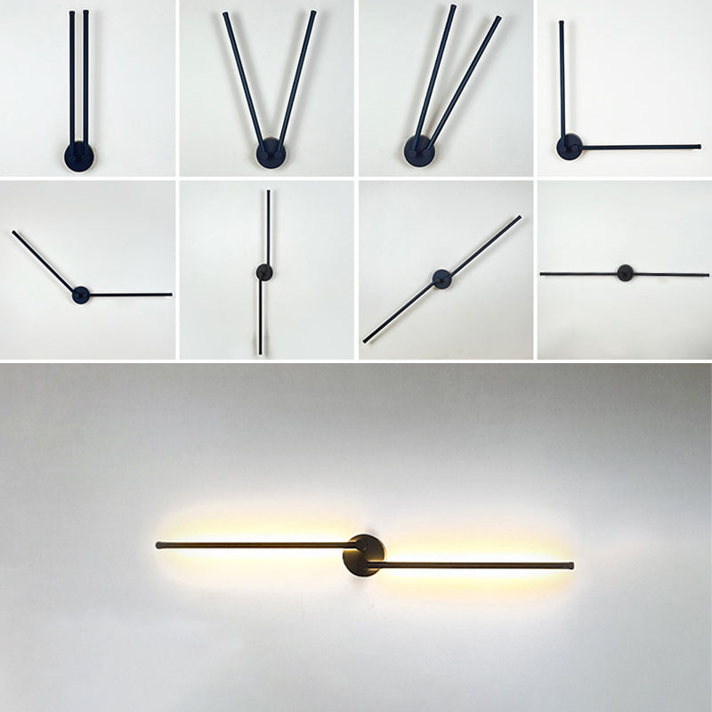 Linear Wall Lighting Industrial Metal Rotatable Wall Sconces in Black