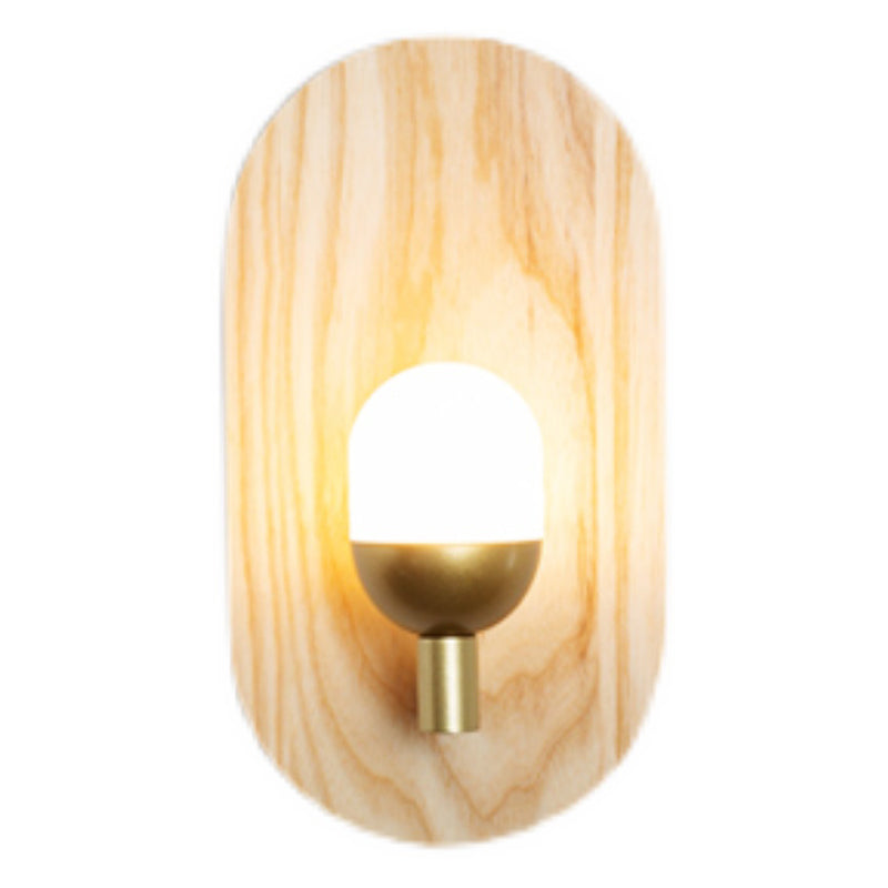Modern Simple Wooden Wall Light Ellipse Shape Wall Lamp for Living Room