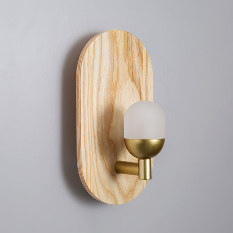 Modern Simple Wooden Wall Light Ellipse Shape Wall Lamp for Living Room
