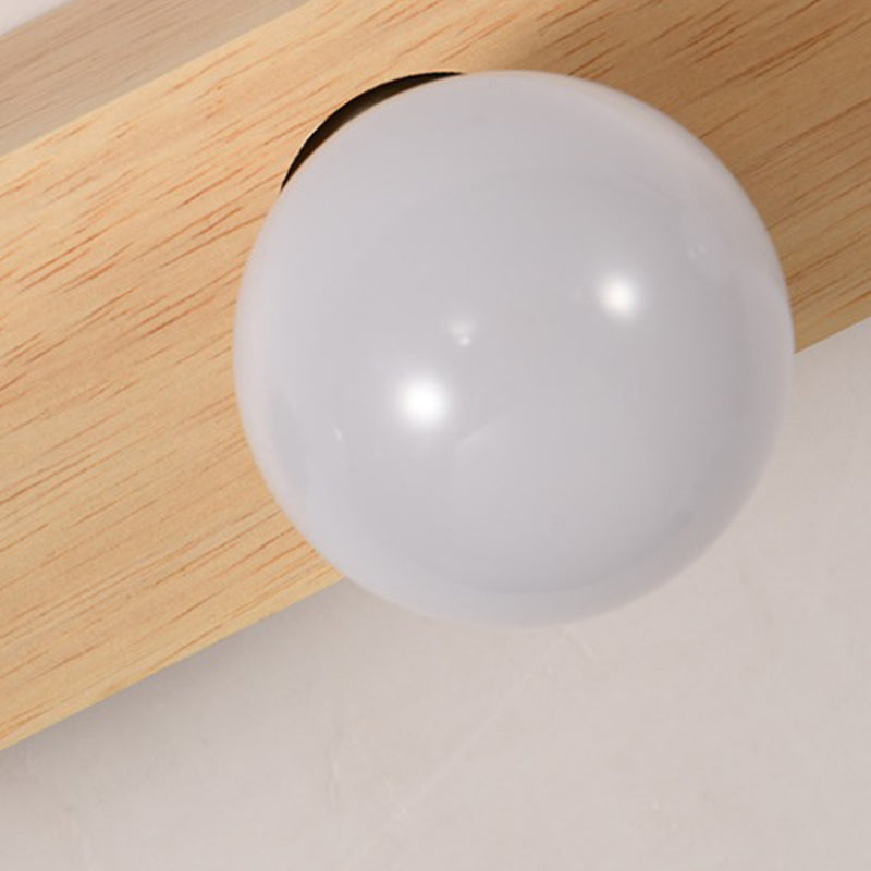 Square Shape Wood Vanity Lights Modern Style 3/4/5 Lights Vanity Light Fixtures in Brown