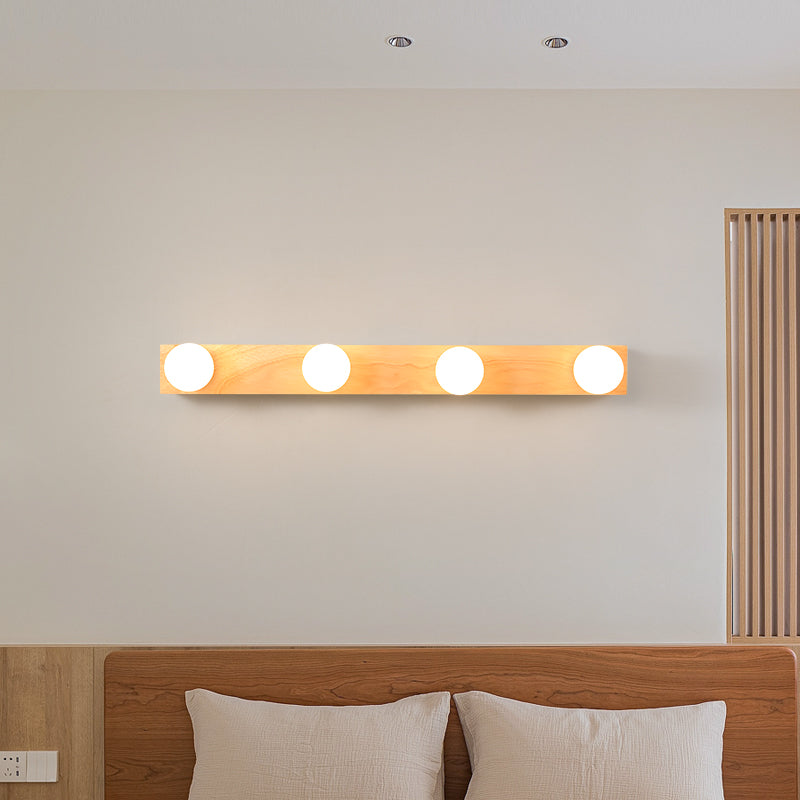 Square Shape Wood Vanity Lights Modern Style 3/4/5 Lights Vanity Light Fixtures in Brown