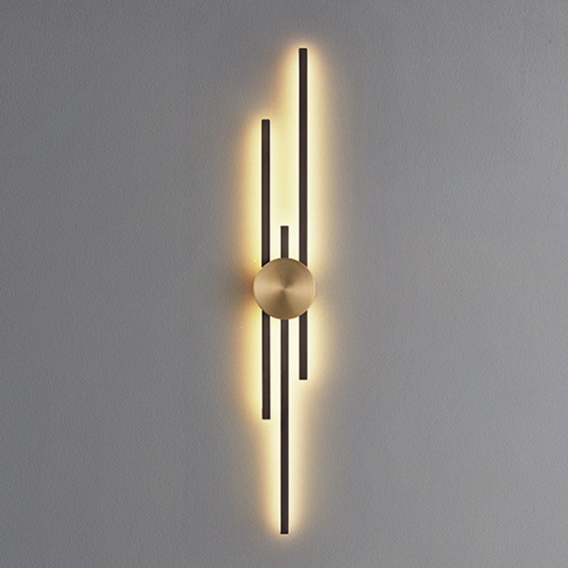 Linear Bathroom Vanity Lighting Brass Bath Sconce in Black & Gold