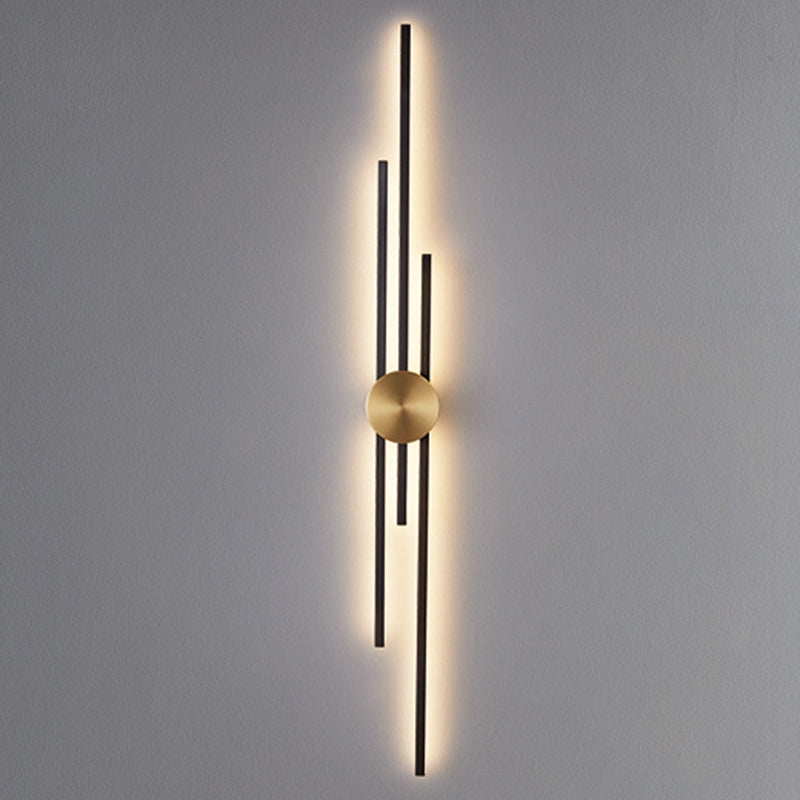 Linear Bathroom Vanity Lighting Brass Bath Sconce in Black & Gold