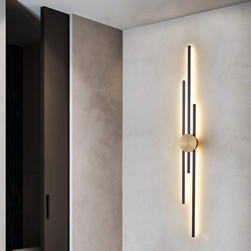 Linear Bathroom Vanity Lighting Brass Bath Sconce in Black & Gold