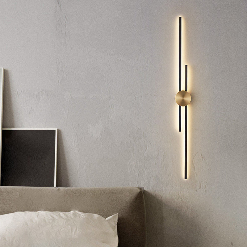 Linear Bathroom Vanity Lighting Brass Bath Sconce in Black & Gold