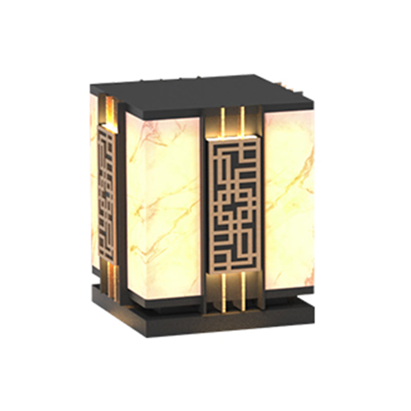 Rectangle Shape Metal Outdoor Light Modern Style 1 Light Waterproof Pillar Lights
