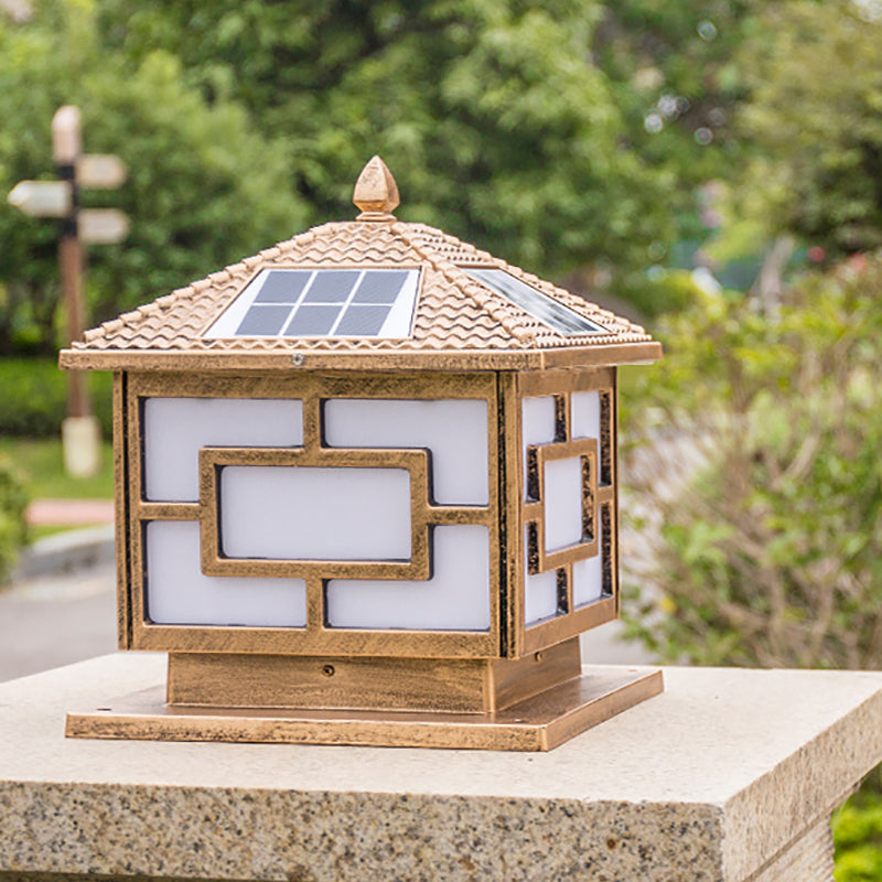 Modern Pillar Light Minimalist LED Solar Lighting Fixture with Acrylic Shade for Garden